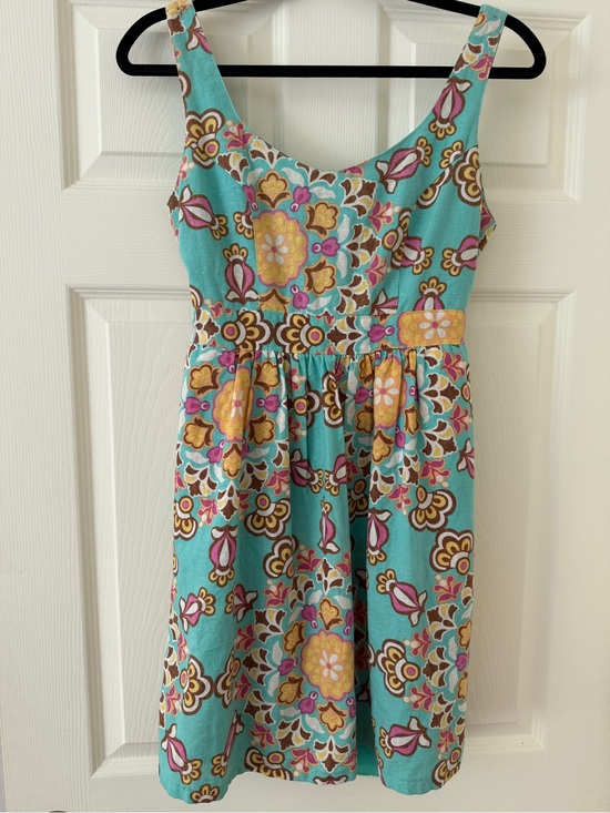Judith March Dresses & Skirts - Judith March Kaleidoscope Dress Sz L, Made in USA, Linen-Blend, Turquoise